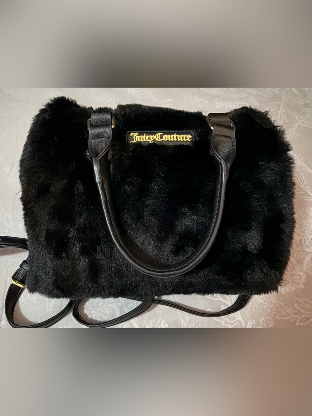 Juicy Couture Black Faux Fur Satchel